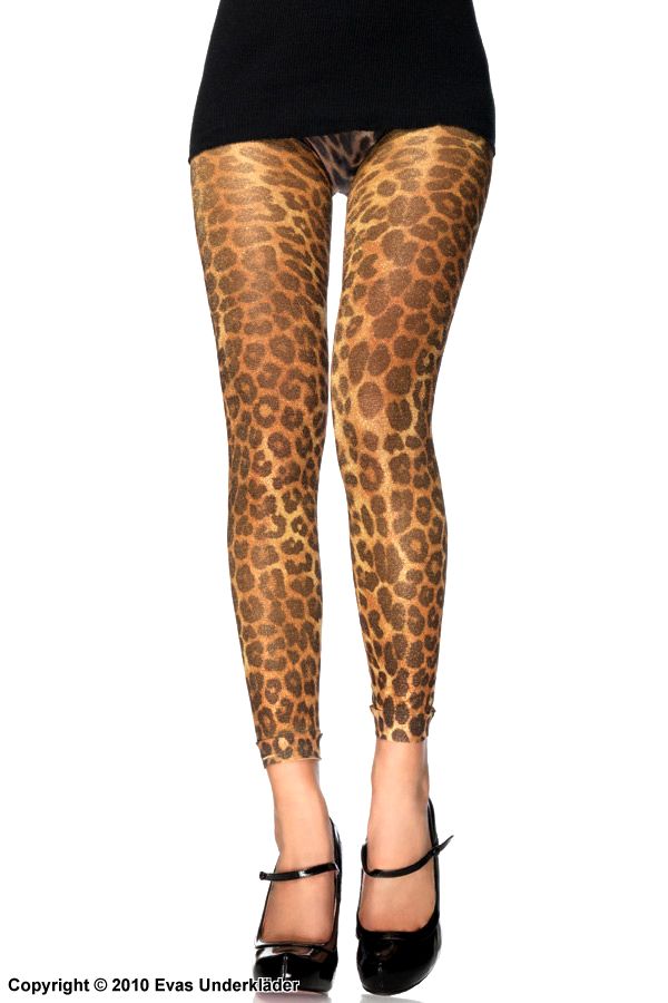 Mönstrade leggings med skimrande lurex, leopard